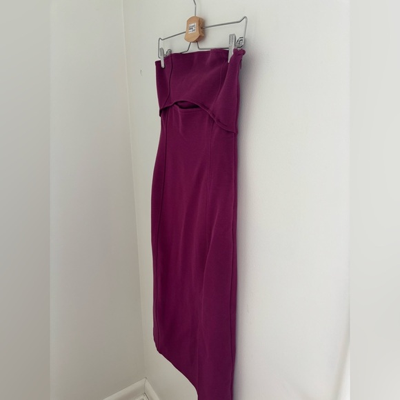 Anthropologie Merlot Ribbed Cutout Strapless Dress - Picture 7 of 9